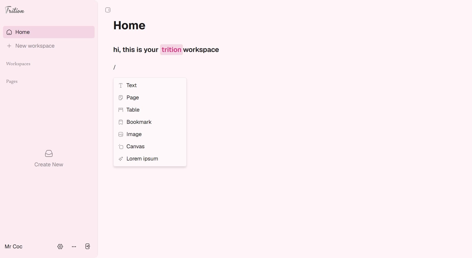 Trition workspace